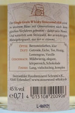 Stonewood 1818 2011 10 Jahre Bavarian Single Grain Whisky -Waterford Verkäufe dsc08433